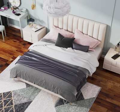 北欧双人床组合3D模型下载